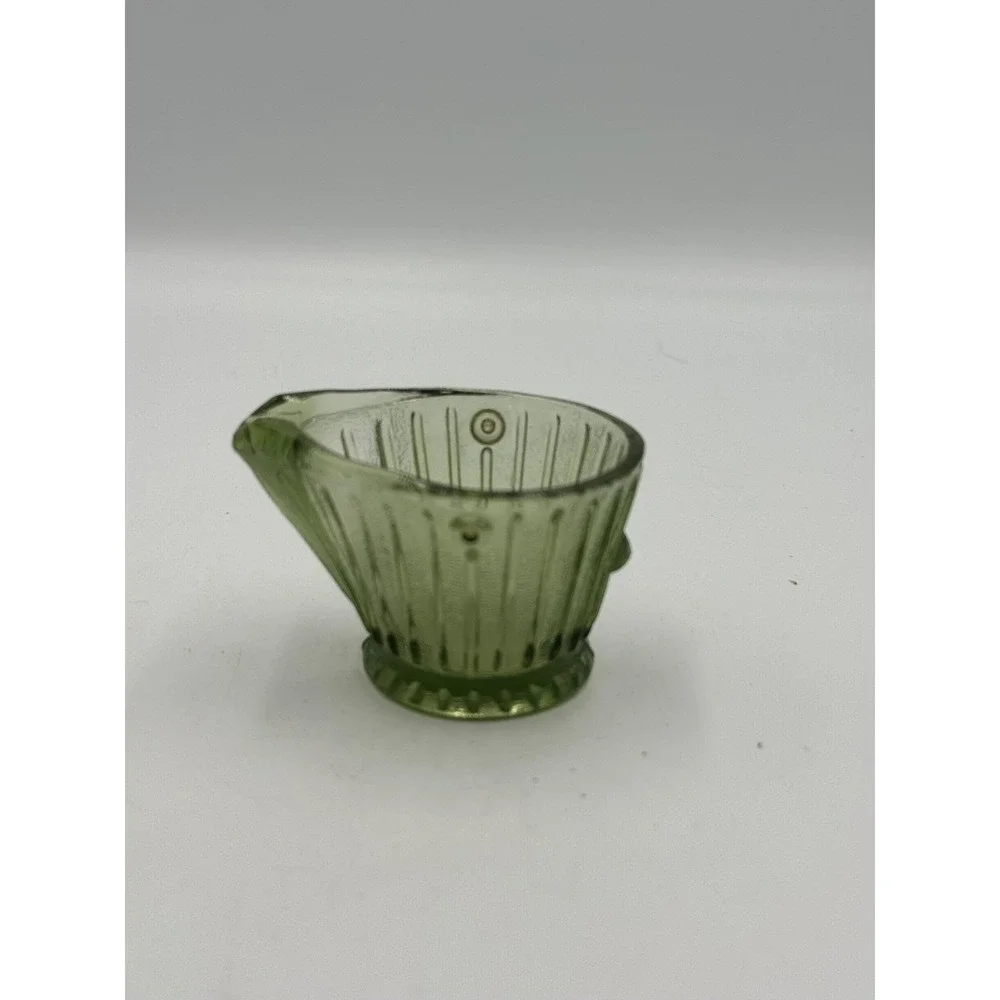 Green Depression Glass Miniature Coal Pail Bucket; w/o handle; Vintage